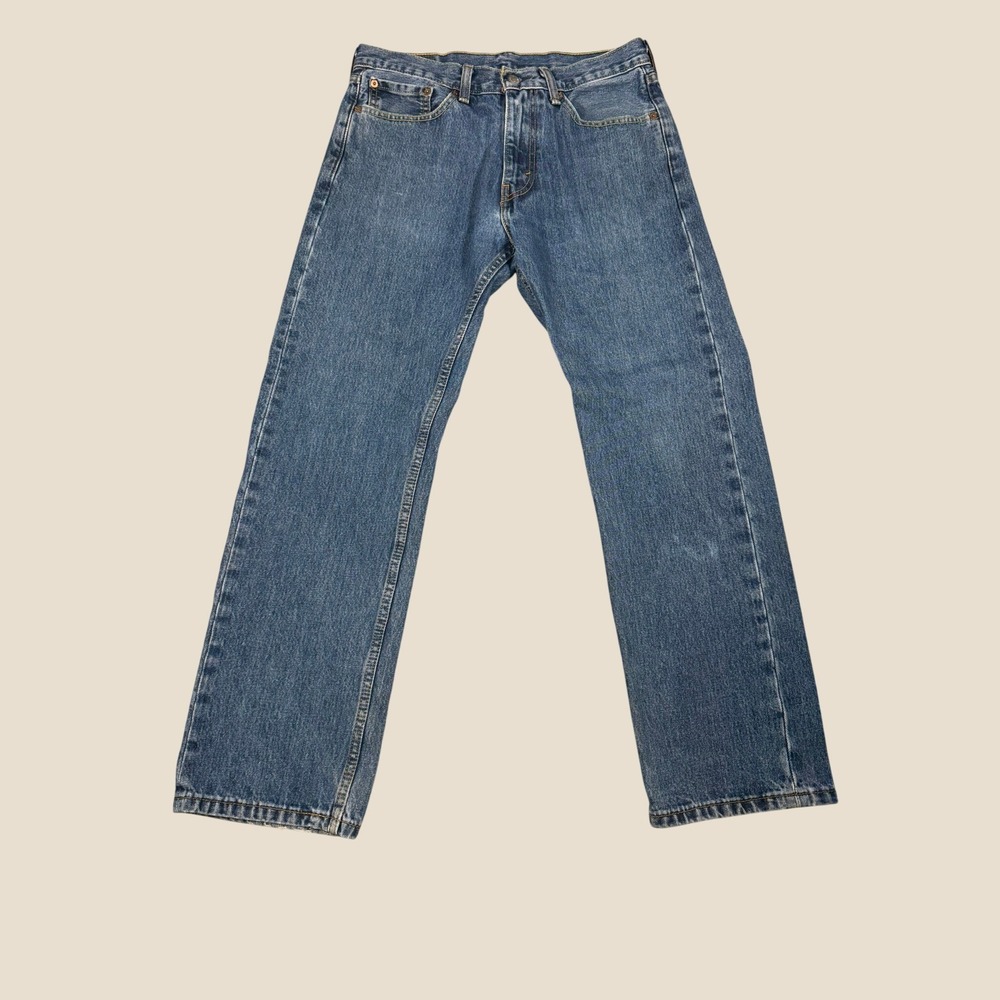 Levis 505 Regular Fit Straight Leg Jeans Medium Wash Blue Denim 32x30